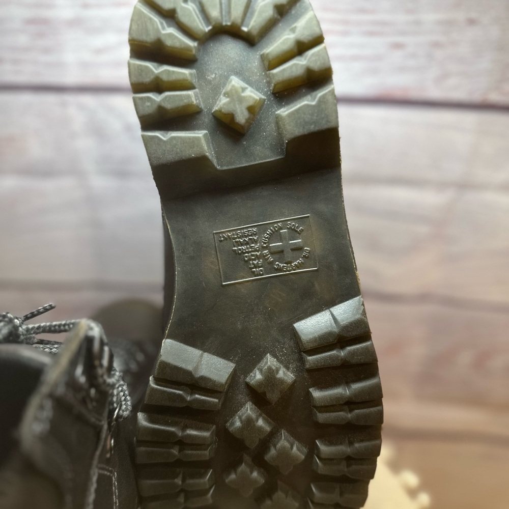 Black Combat Boots with Rugged Sole